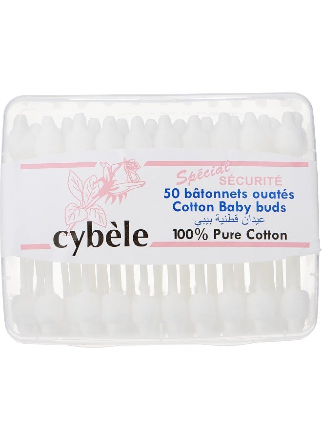 Cybele Baby Cotton Bud 50 Pieces, White - Image 1
